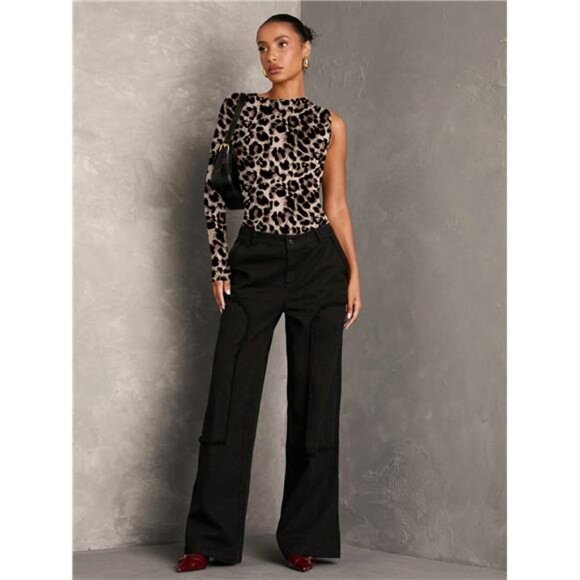 Solid Color Casual Sexy Backless Off-Shoulder Long Sleeve Bodysuit - Picture 6 of 6